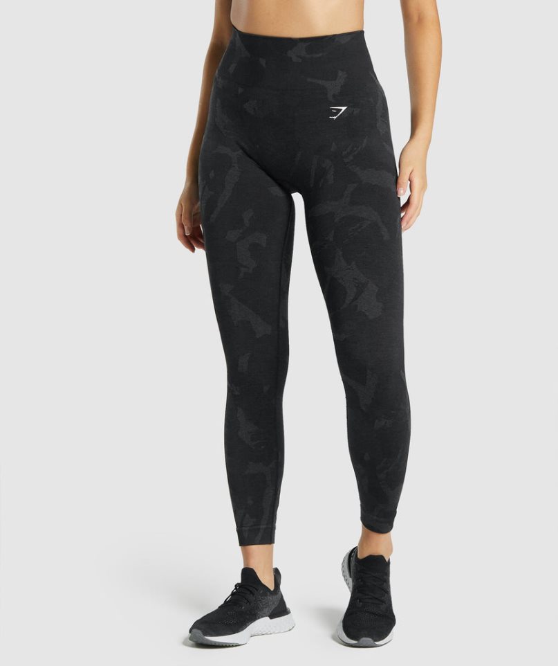 Gymshark Adapt Camo Seamless Leggings Damen Schwarz | 67325OUFC