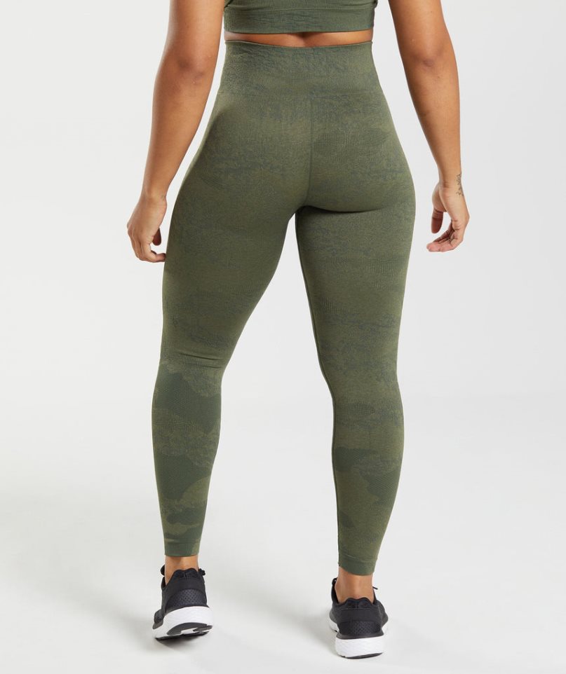 Gymshark Adapt Camo Seamless Leggings Damen Olivgrün | 68709YBNO