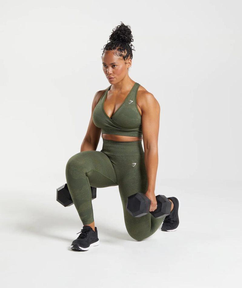 Gymshark Adapt Camo Seamless Leggings Damen Olivgrün | 68709YBNO