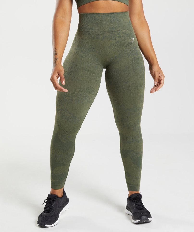 Gymshark Adapt Camo Seamless Leggings Damen Olivgrün | 68709YBNO