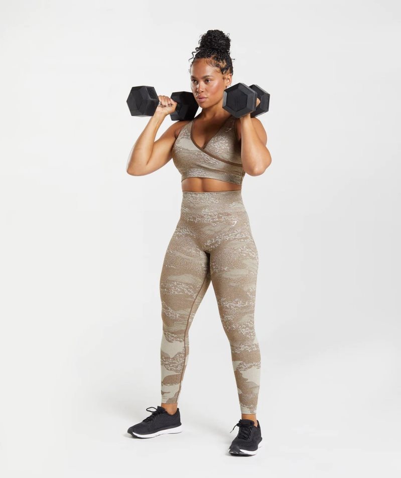 Gymshark Adapt Camo Seamless Leggings Damen Olivgrün | 71530WFCE