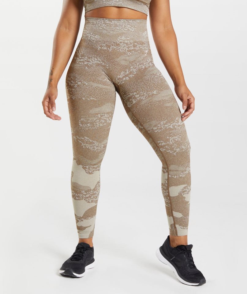 Gymshark Adapt Camo Seamless Leggings Damen Olivgrün | 71530WFCE