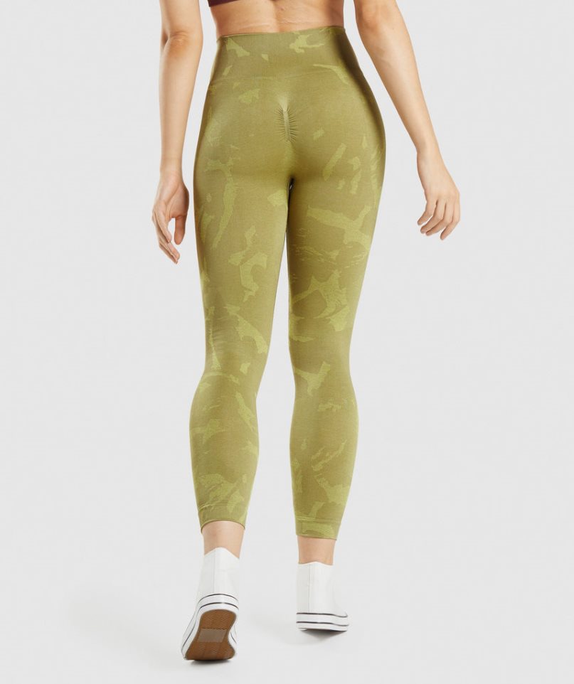 Gymshark Adapt Camo Seamless Leggings Damen Olivgrün | 94281QAOT