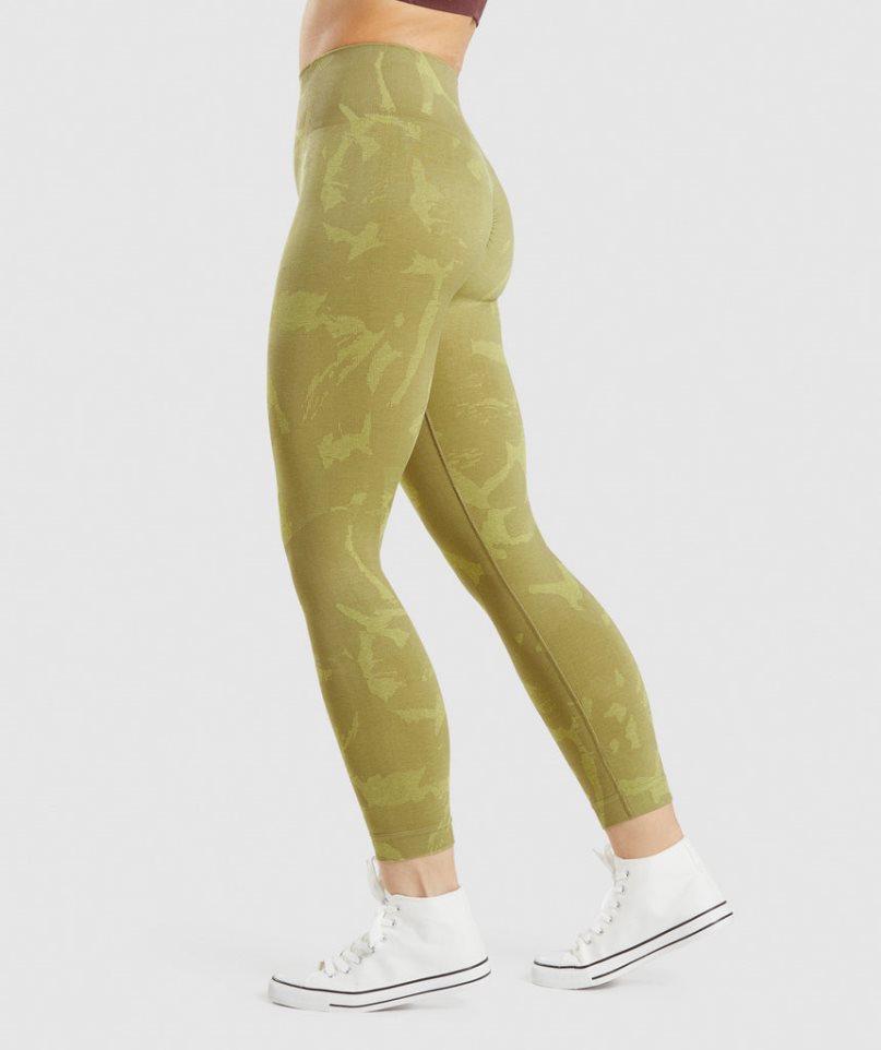 Gymshark Adapt Camo Seamless Leggings Damen Olivgrün | 94281QAOT