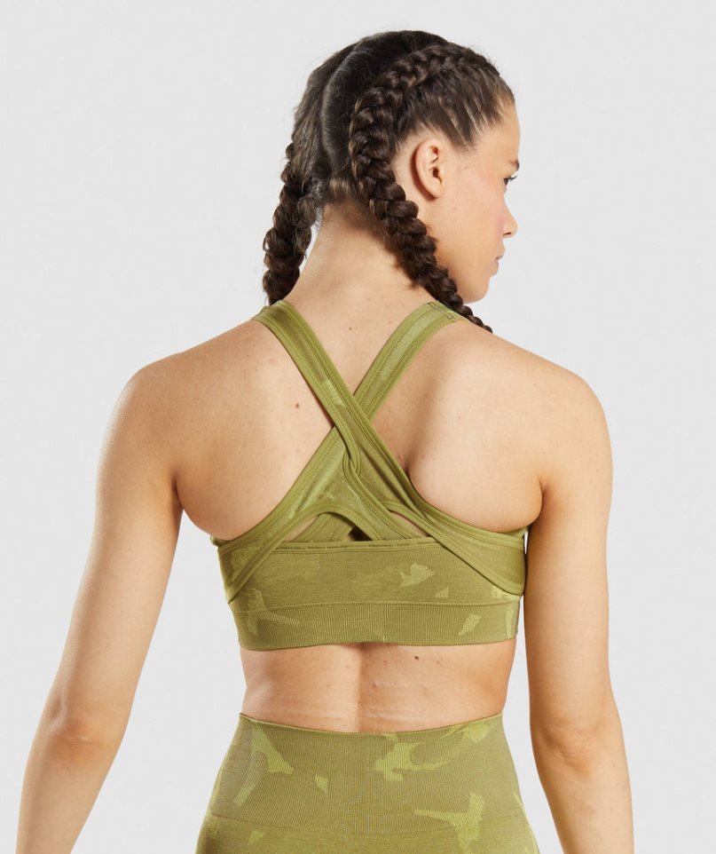 Gymshark Adapt Camo Seamless Sport Bh Damen Grün | 25176XJIP