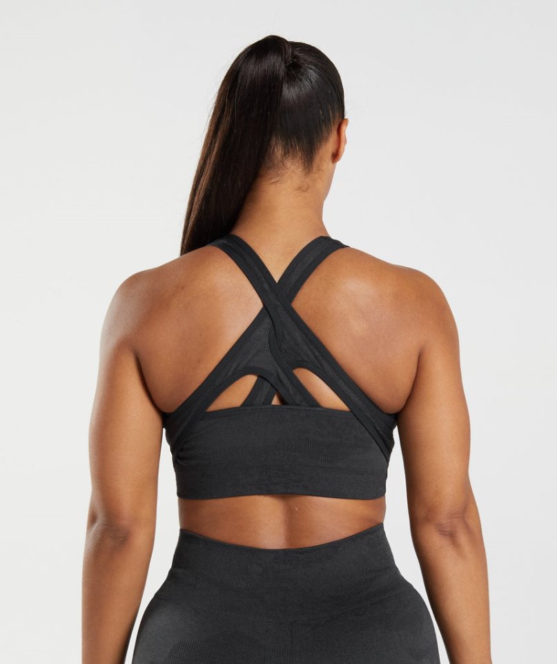 Gymshark Adapt Camo Seamless Sport Bh Damen Schwarz | 27430VRJC