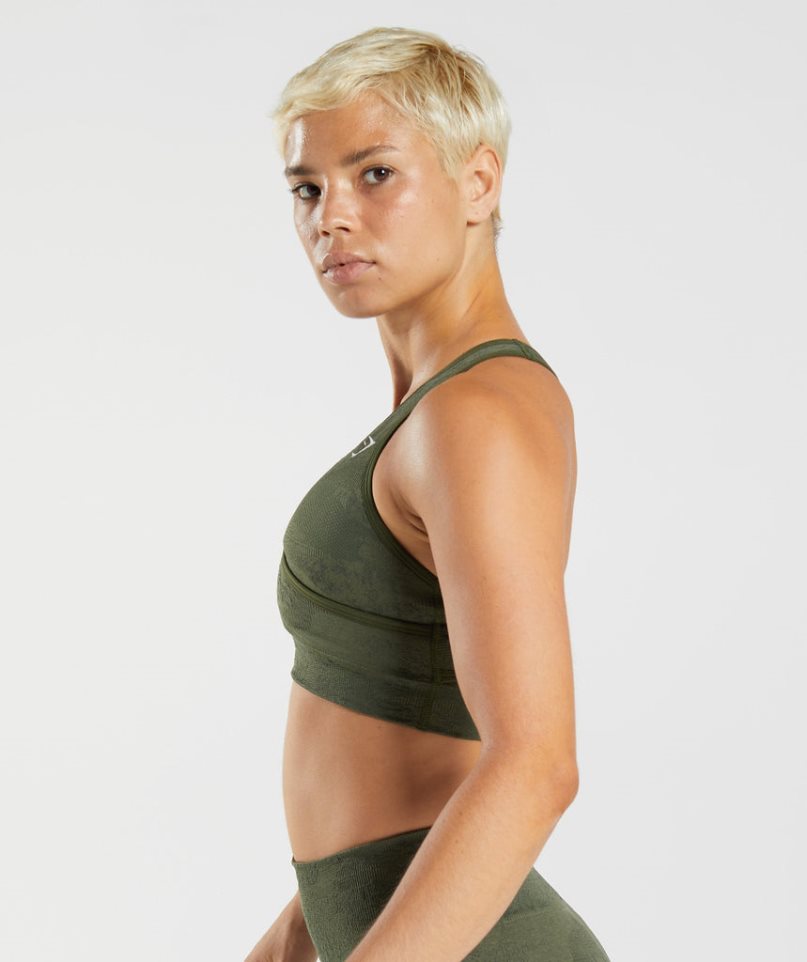 Gymshark Adapt Camo Seamless Sport Bh Damen Olivgrün | 37541PUNC