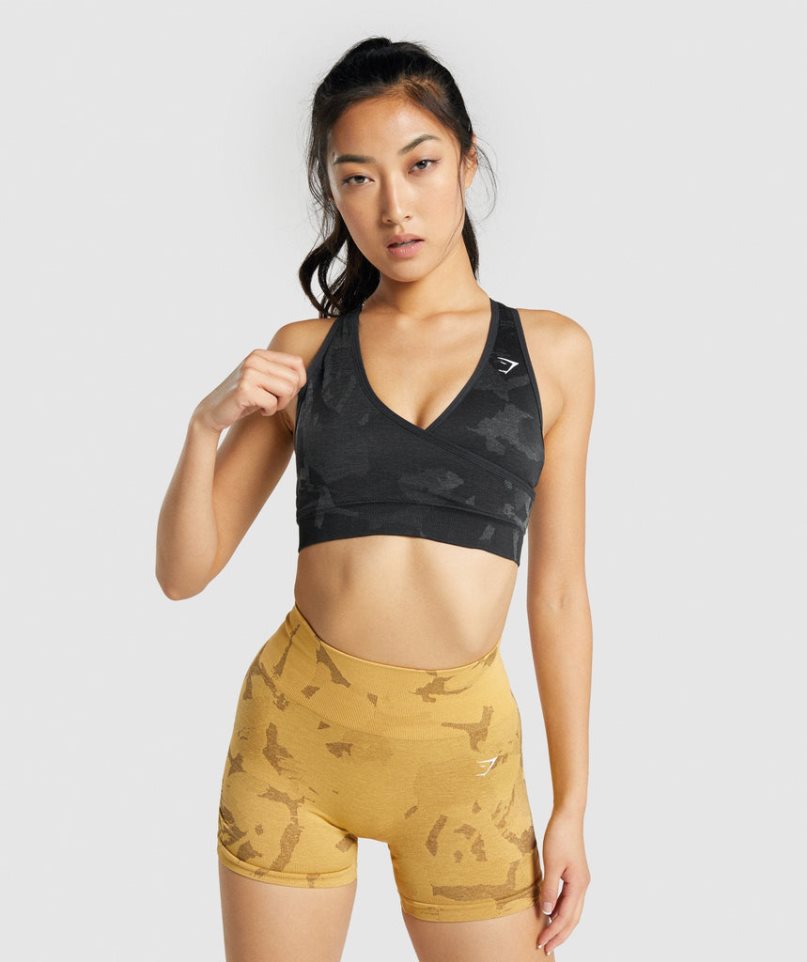 Gymshark Adapt Camo Seamless Sport Bh Damen Schwarz | 75186NGOI