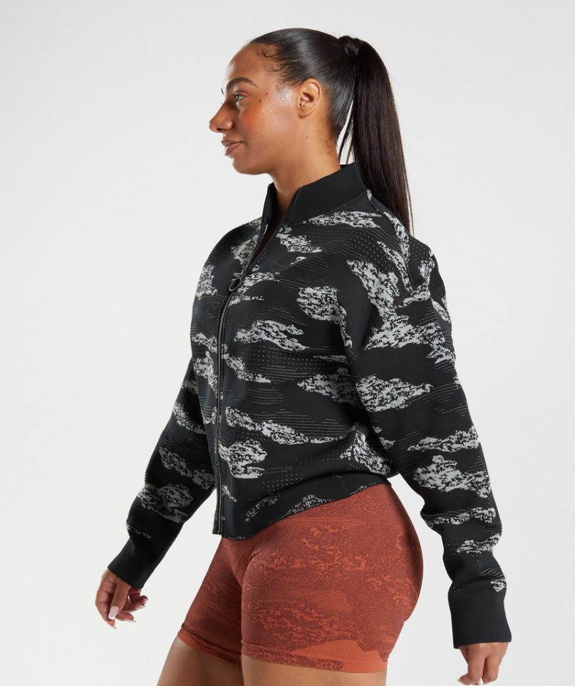 Gymshark Adapt Camo Seamless Track Jacke Damen Schwarz | 51869IAWK