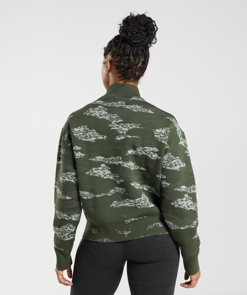 Gymshark Adapt Camo Seamless Track Jacke Damen Dunkelgrün | 96173IETN