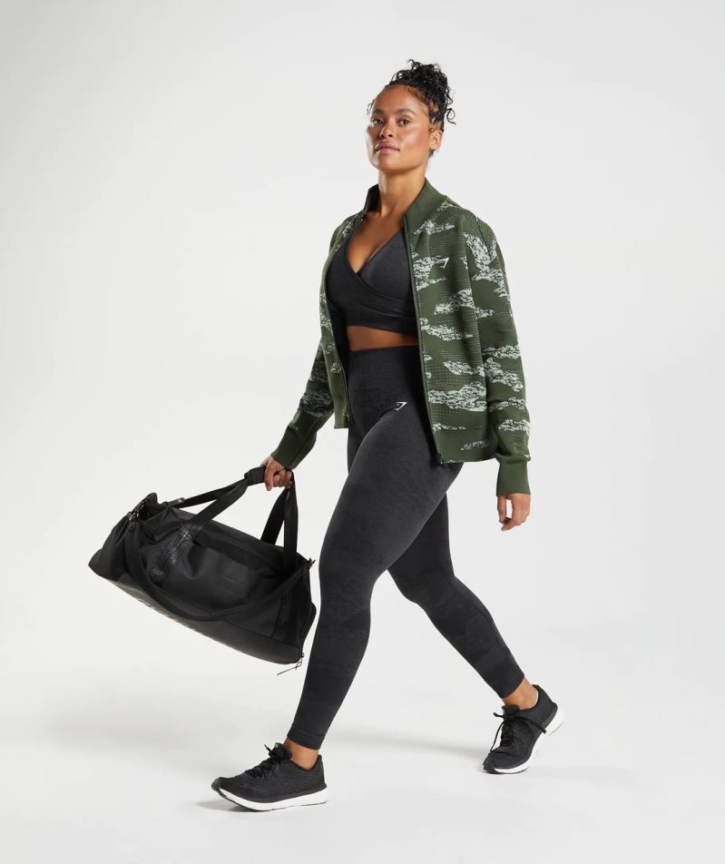 Gymshark Adapt Camo Seamless Track Jacke Damen Dunkelgrün | 96173IETN