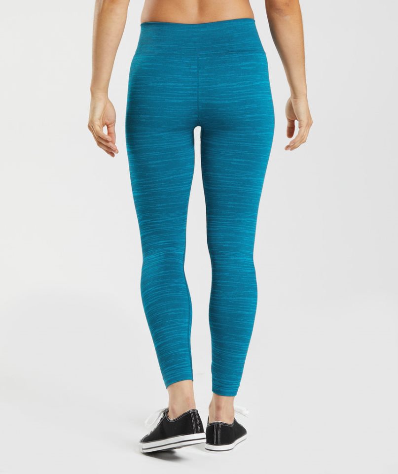 Gymshark Adapt Marl Seamless Leggings Damen Blau | 07149TYMJ