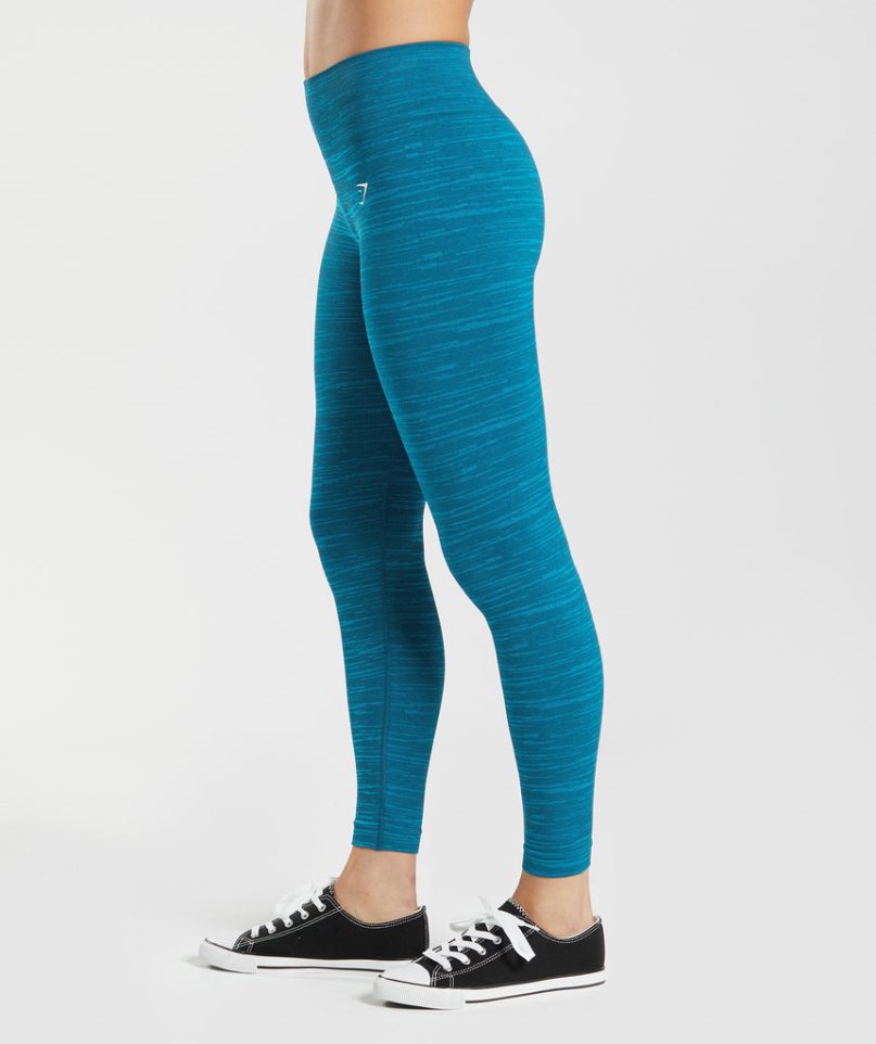 Gymshark Adapt Marl Seamless Leggings Damen Blau | 07149TYMJ