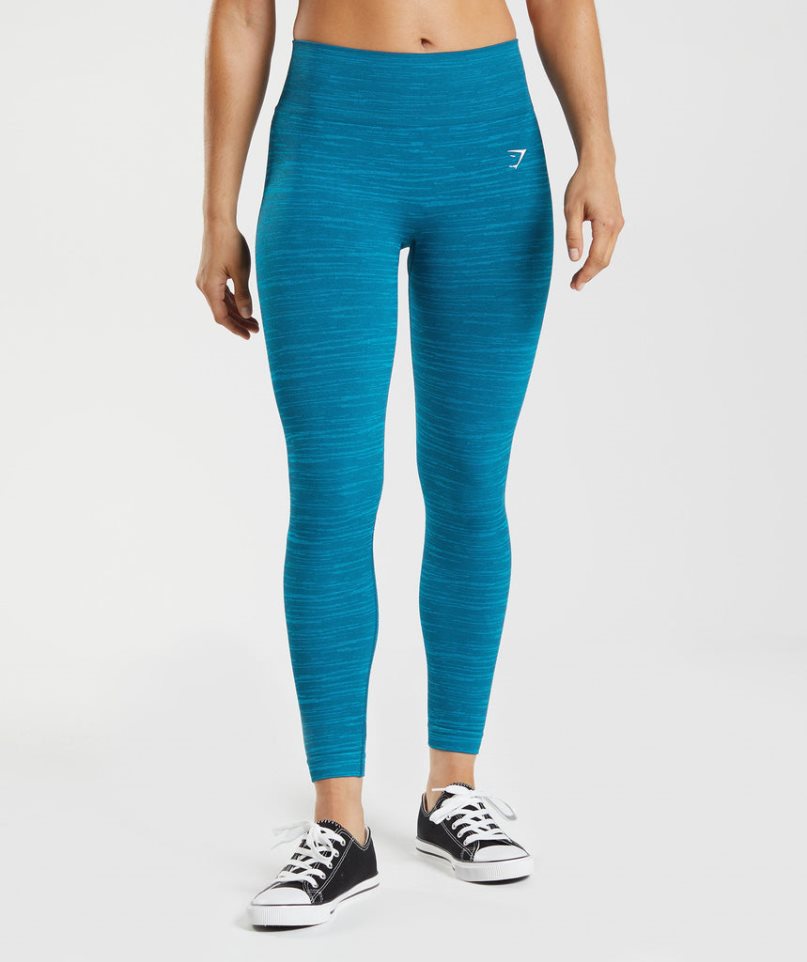 Gymshark Adapt Marl Seamless Leggings Damen Blau | 07149TYMJ