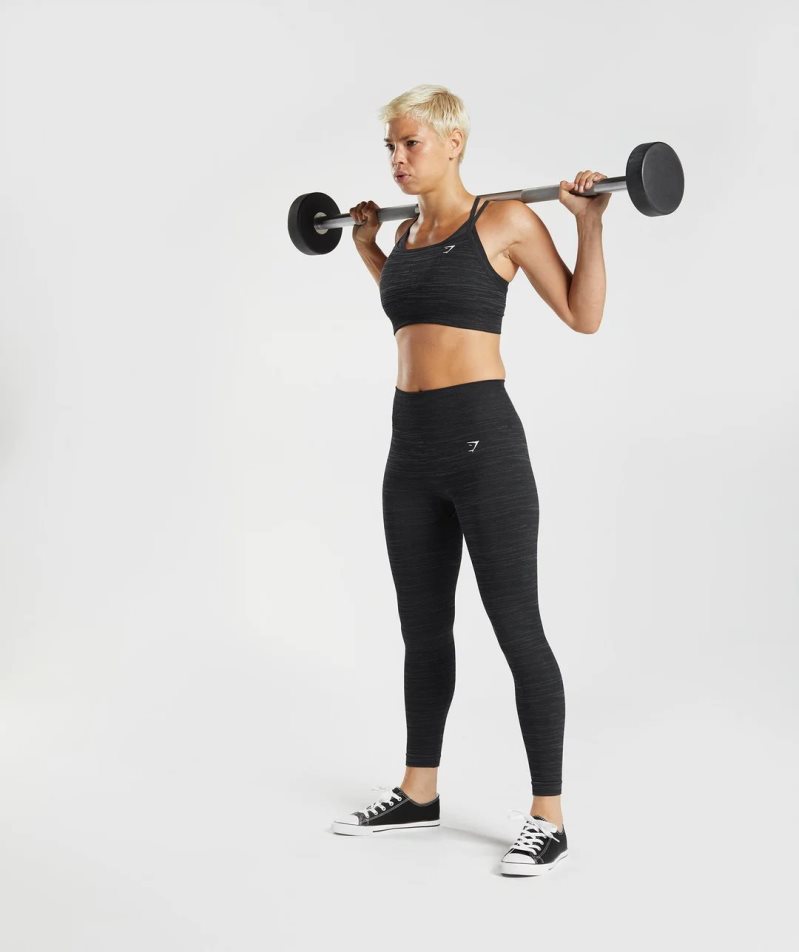 Gymshark Adapt Marl Seamless Sport Bh Damen Schwarz | 58406KCRA