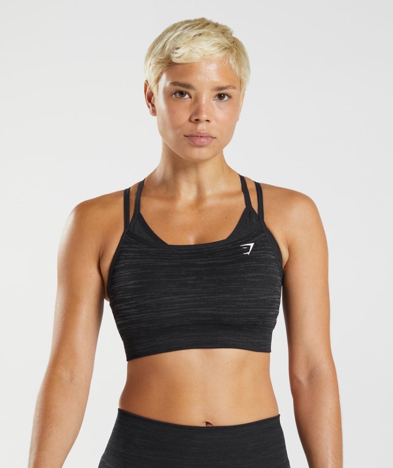 Gymshark Adapt Marl Seamless Sport Bh Damen Schwarz | 58406KCRA