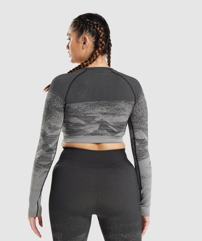 Gymshark Adapt Ombre Kurz Geschnittene Oberteile Damen Grau | 79304QCAH