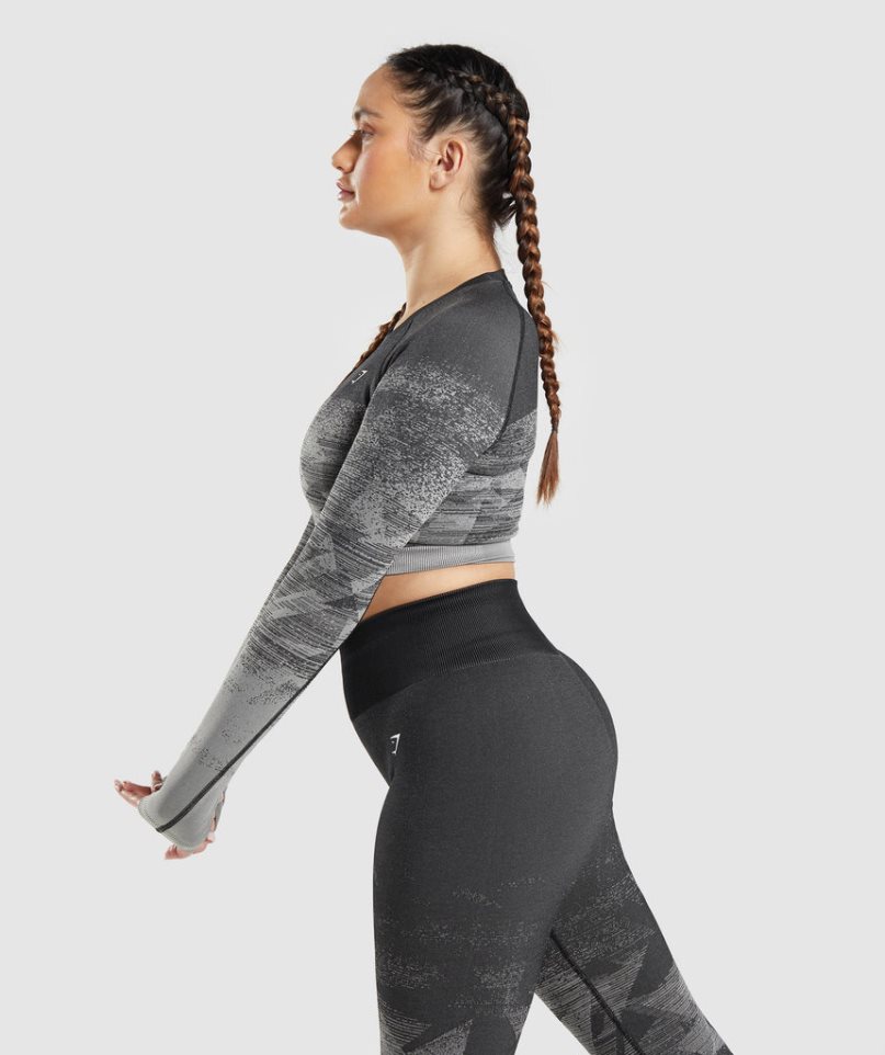 Gymshark Adapt Ombre Kurz Geschnittene Oberteile Damen Grau | 79304QCAH