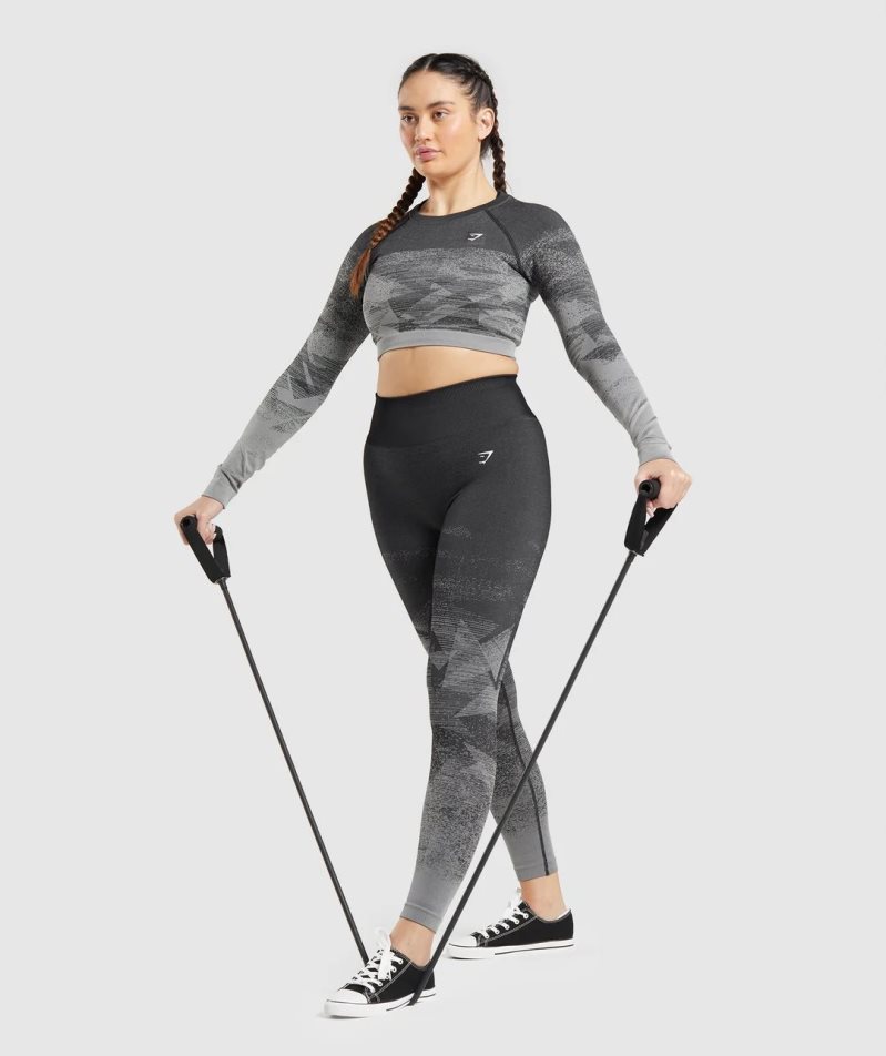 Gymshark Adapt Ombre Kurz Geschnittene Oberteile Damen Grau | 79304QCAH