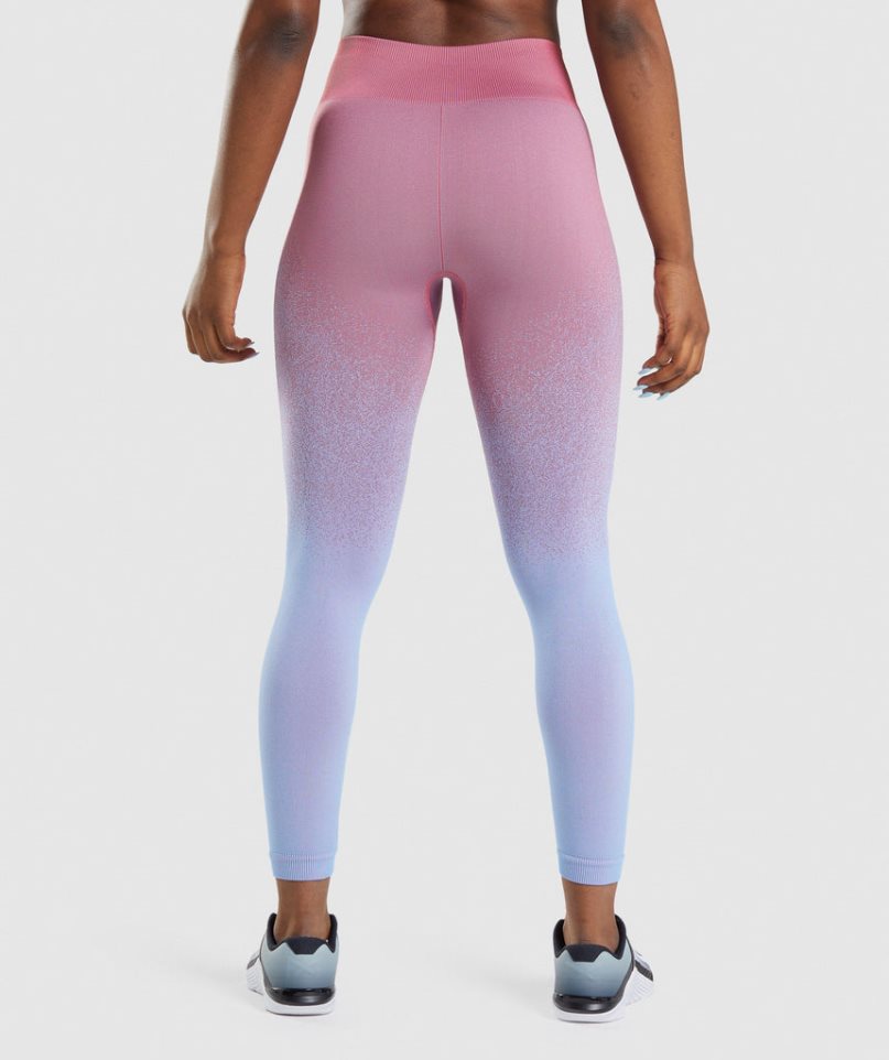 Gymshark Adapt Ombre Seamless Leggings Damen Rosa Hellblau | 03462NSZD