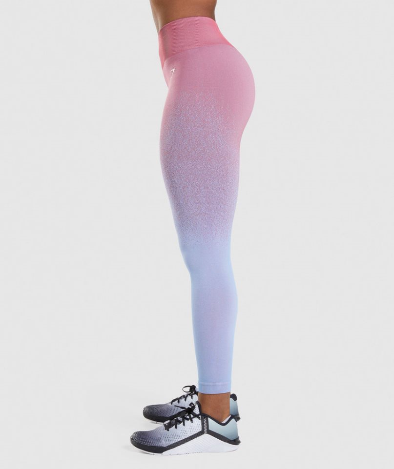 Gymshark Adapt Ombre Seamless Leggings Damen Rosa Hellblau | 03462NSZD