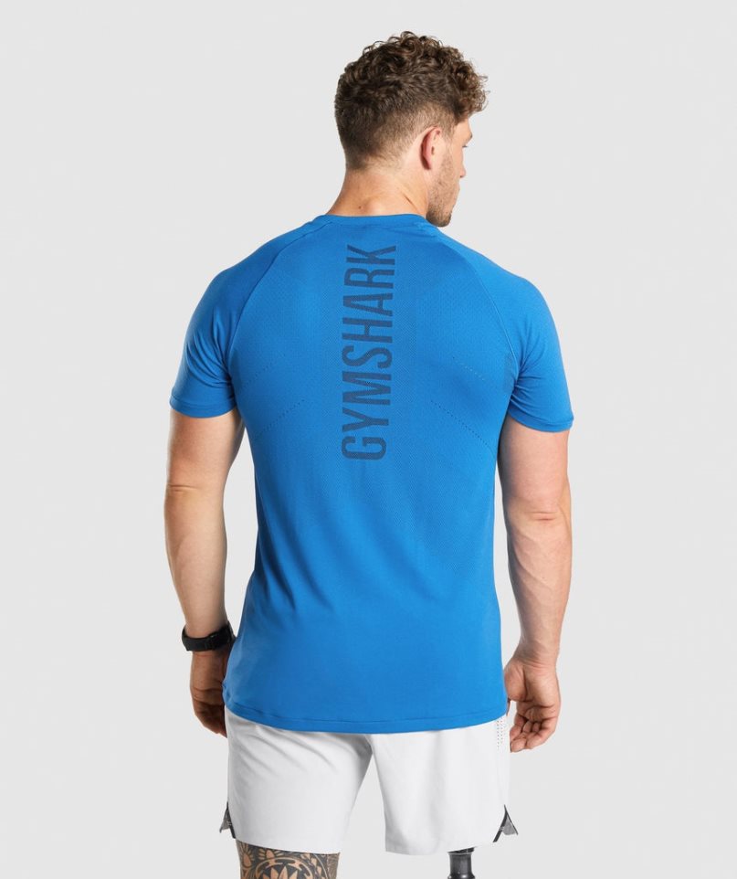 Gymshark Apex Perform T-shirts Herren Blau | 63594XUVH