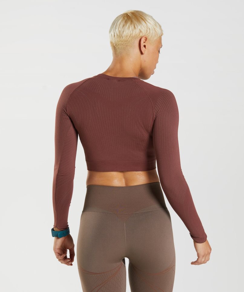 Gymshark Apex Seamless Kurz Geschnittene Oberteile Damen Dunkelbraun | 40276YFLB