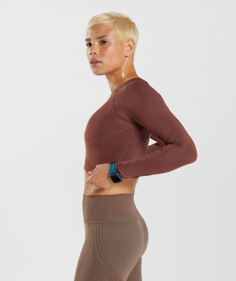 Gymshark Apex Seamless Kurz Geschnittene Oberteile Damen Dunkelbraun | 40276YFLB