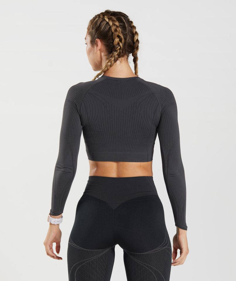 Gymshark Apex Seamless Kurz Geschnittene Oberteile Damen Schwarz | 79014DPRL