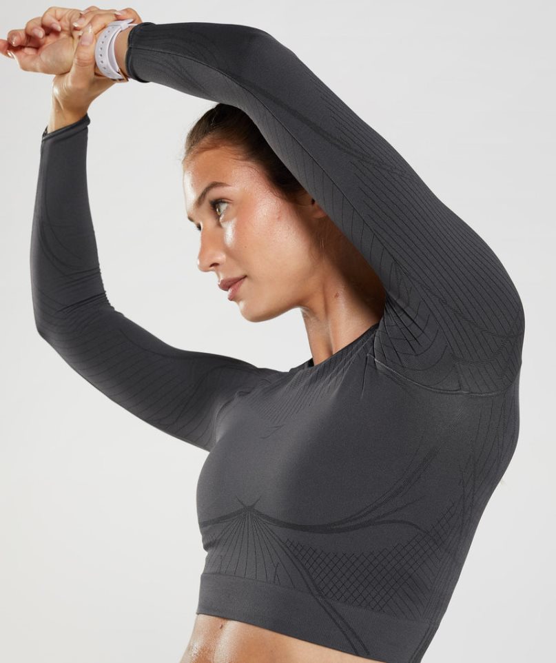 Gymshark Apex Seamless Kurz Geschnittene Oberteile Damen Schwarz | 79014DPRL