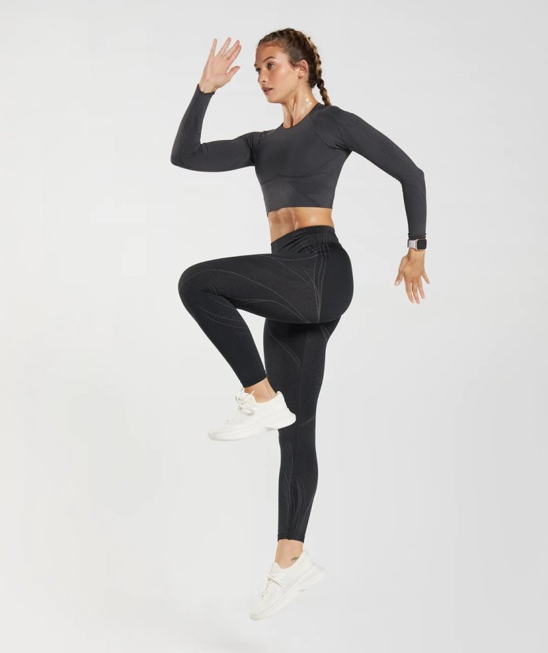 Gymshark Apex Seamless Kurz Geschnittene Oberteile Damen Schwarz | 79014DPRL