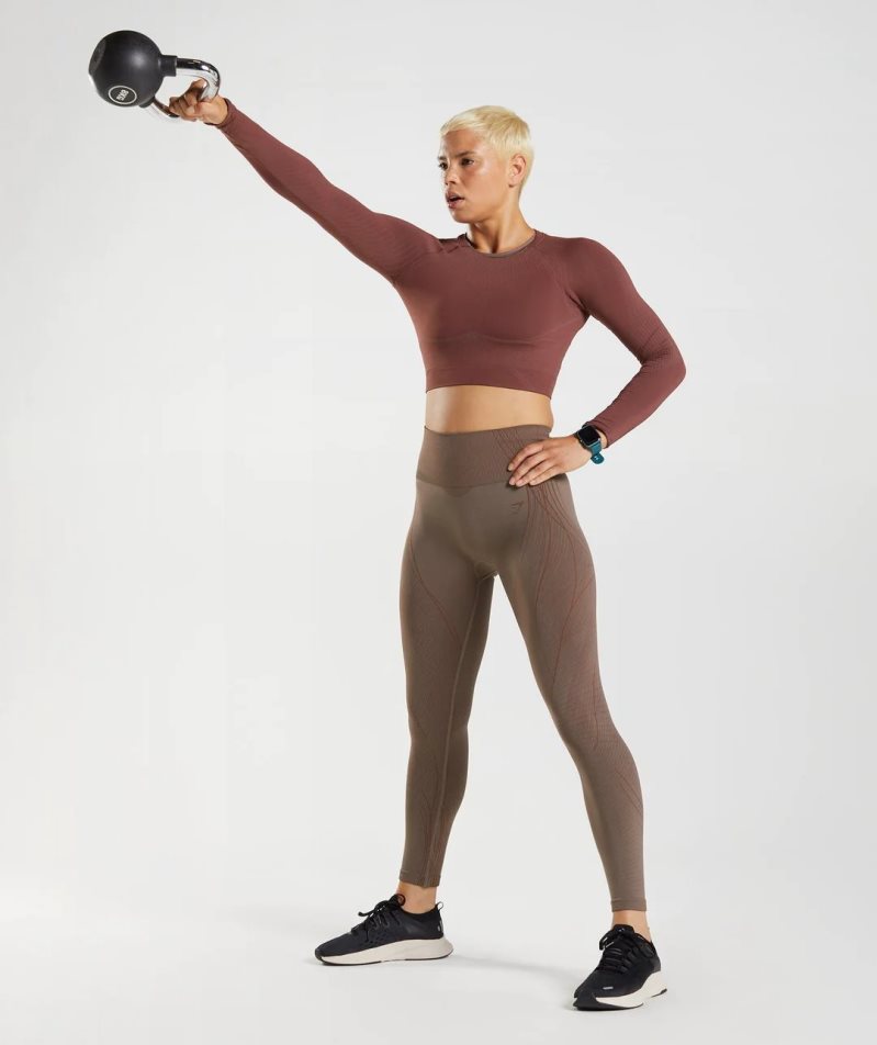 Gymshark Apex Seamless Leggings Damen Dunkelbraun | 83524KJFW