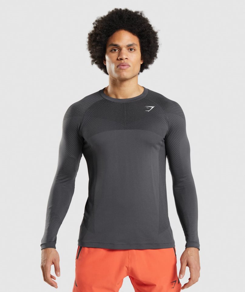 Gymshark Apex Seamless Long Sleeve T-shirts Herren Dunkelgrau | 03295MLXW