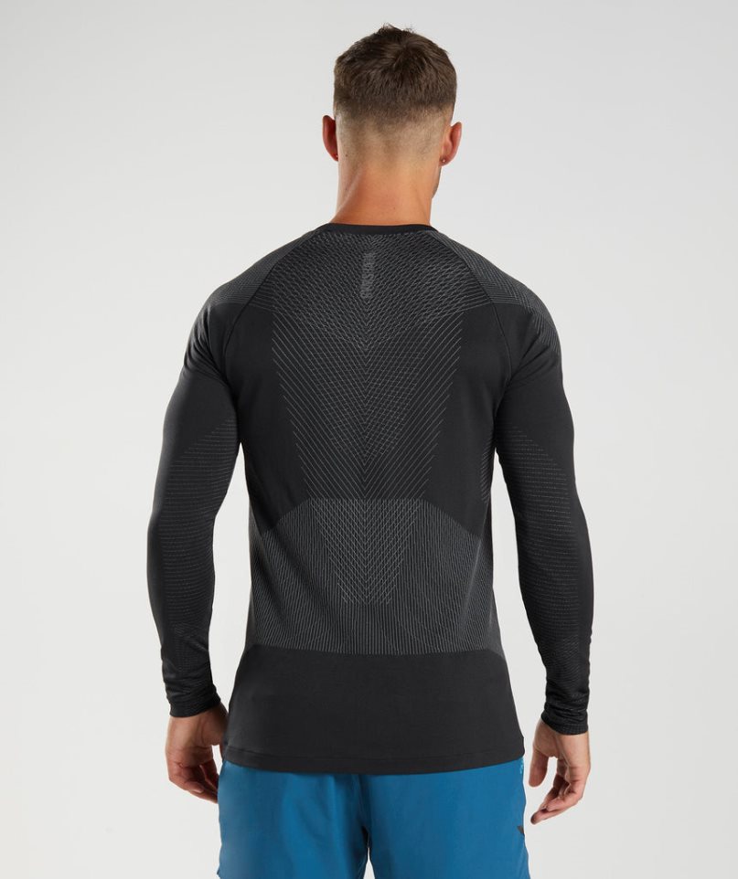 Gymshark Apex Seamless Long Sleeve T-shirts Herren Schwarz | 14532GNIK