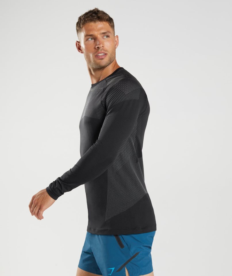 Gymshark Apex Seamless Long Sleeve T-shirts Herren Schwarz | 14532GNIK