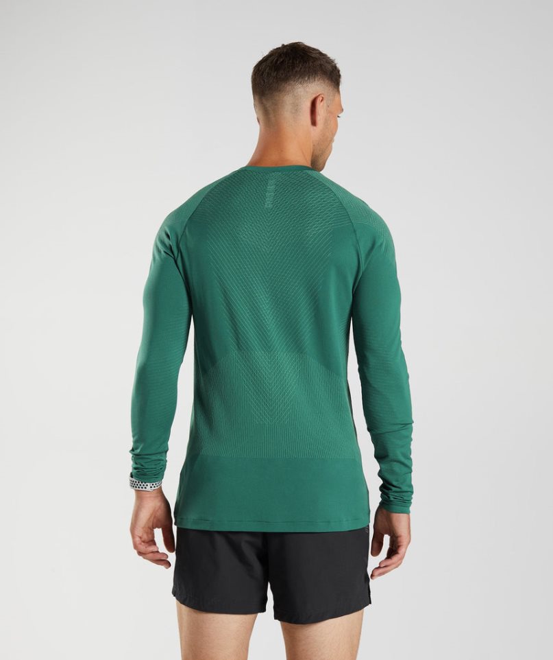 Gymshark Apex Seamless Long Sleeve T-shirts Herren Grün | 19205UPKX