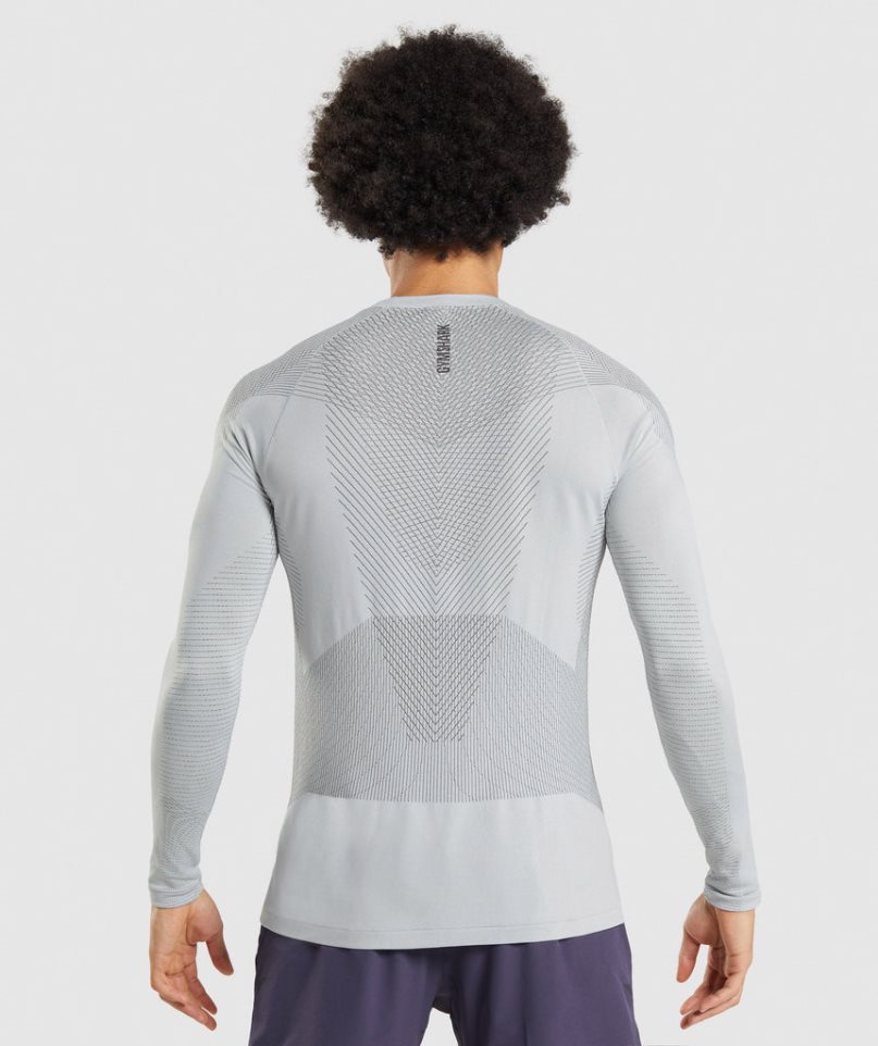 Gymshark Apex Seamless Long Sleeve T-shirts Herren Hellgrau | 61375AEWJ