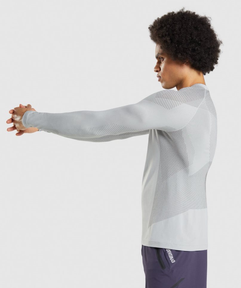 Gymshark Apex Seamless Long Sleeve T-shirts Herren Hellgrau | 61375AEWJ