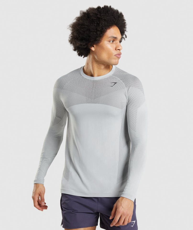 Gymshark Apex Seamless Long Sleeve T-shirts Herren Hellgrau | 61375AEWJ