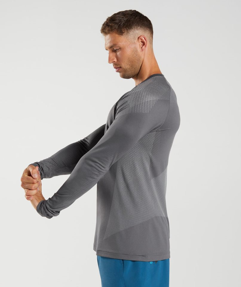 Gymshark Apex Seamless Long Sleeve T-shirts Herren Grau | 85230MJXN