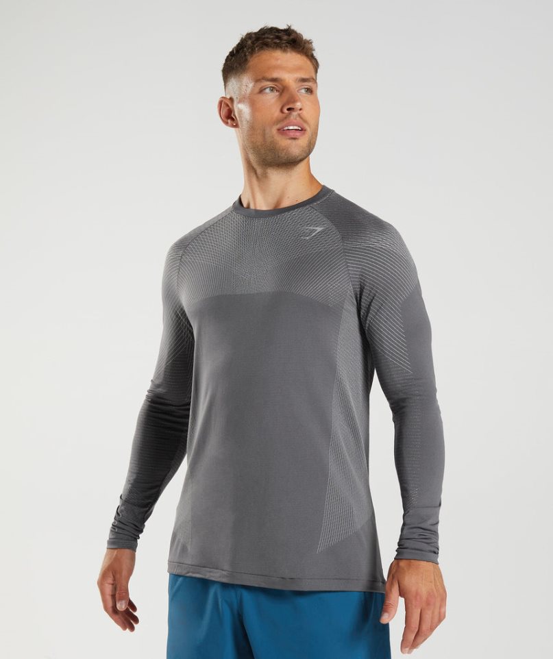 Gymshark Apex Seamless Long Sleeve T-shirts Herren Grau | 85230MJXN