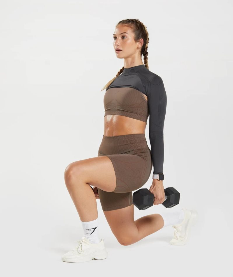 Gymshark Apex Seamless Shrug Sweatshirts Damen Schwarz | 27041DRXO