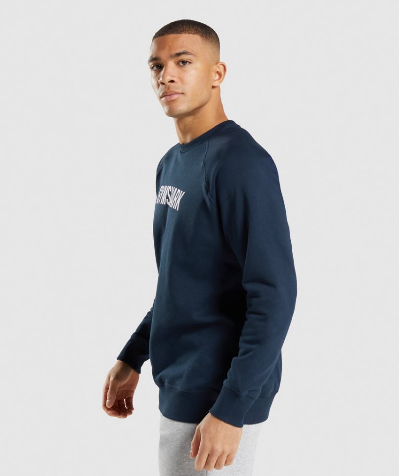 Gymshark Apollo Crew Sweatshirts Herren Navy | 74591EKNJ