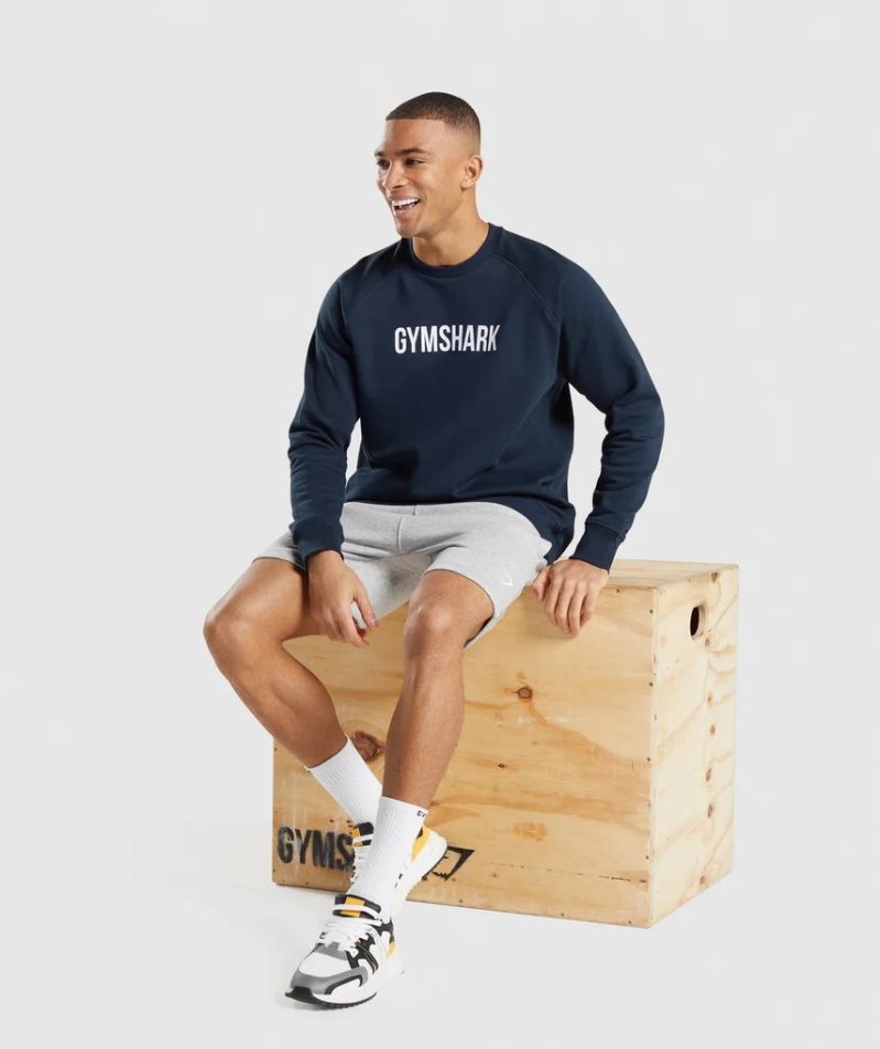 Gymshark Apollo Crew Sweatshirts Herren Navy | 74591EKNJ