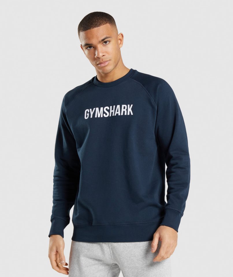 Gymshark Apollo Crew Sweatshirts Herren Navy | 74591EKNJ