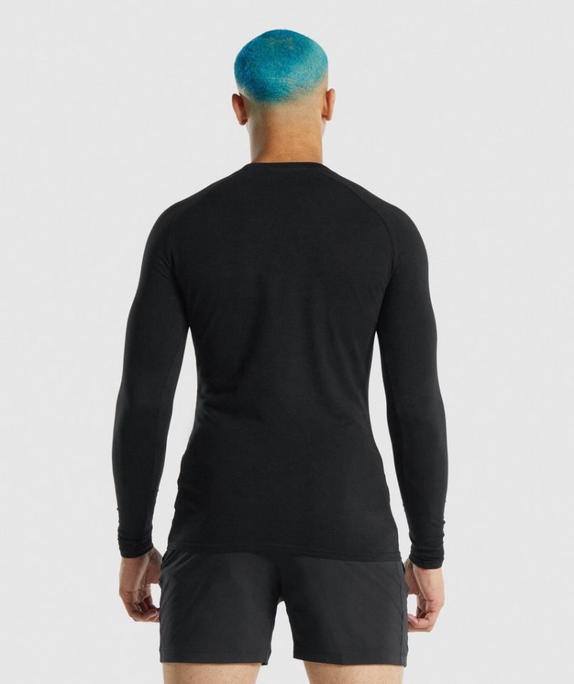 Gymshark Apollo Long Sleeve T-shirts Herren Schwarz | 08672XVTQ