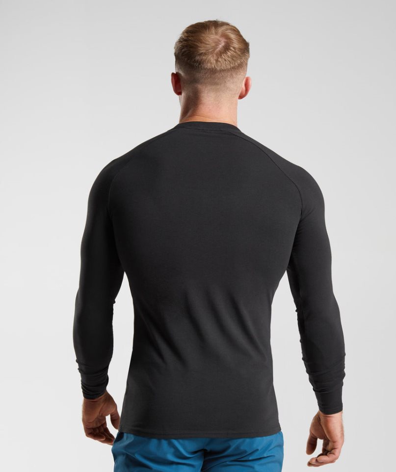 Gymshark Apollo Long Sleeve T-shirts Herren Schwarz | 37549PZQN