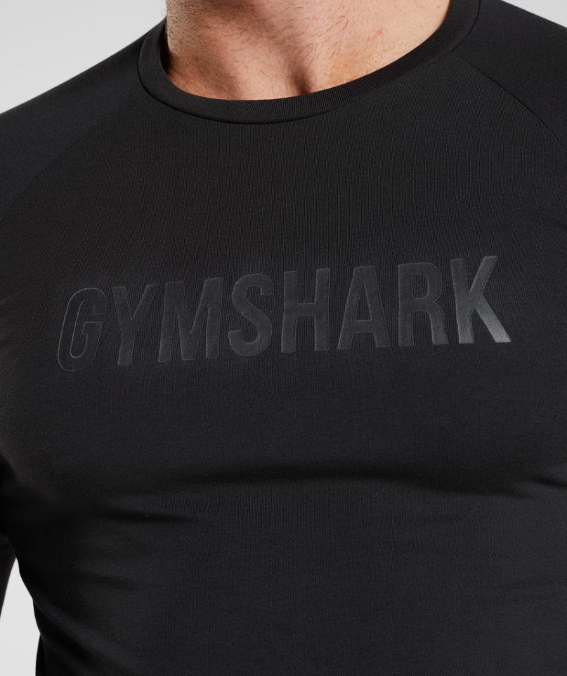 Gymshark Apollo Long Sleeve T-shirts Herren Schwarz | 37549PZQN