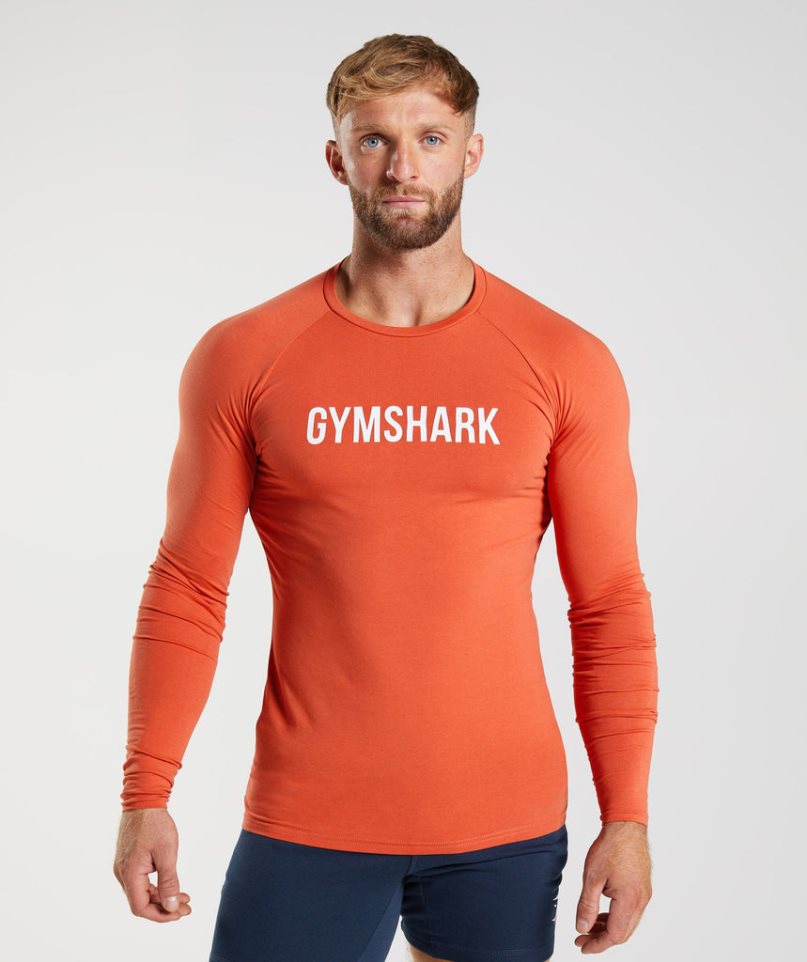 Gymshark Apollo Long Sleeve T-shirts Herren Orange | 38942NRVU