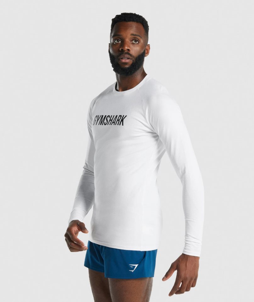 Gymshark Apollo Long Sleeve T-shirts Herren Weiß | 51307QBCN